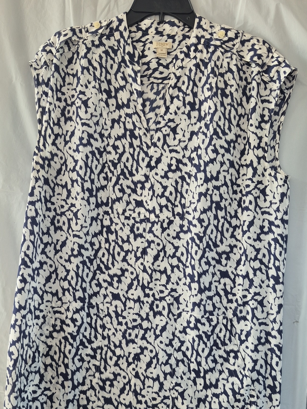 J. Crew Navy and White Printed Sleeveless Camisole